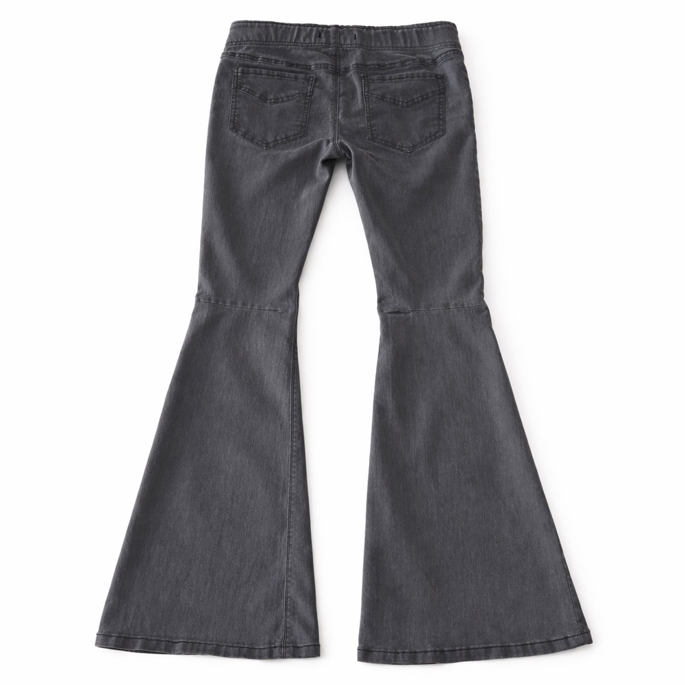 Free People Pull On Charcoal Gray Bell Bottom Flare Jeans Y2K Boho W28 Rare - Picture 4 of 8